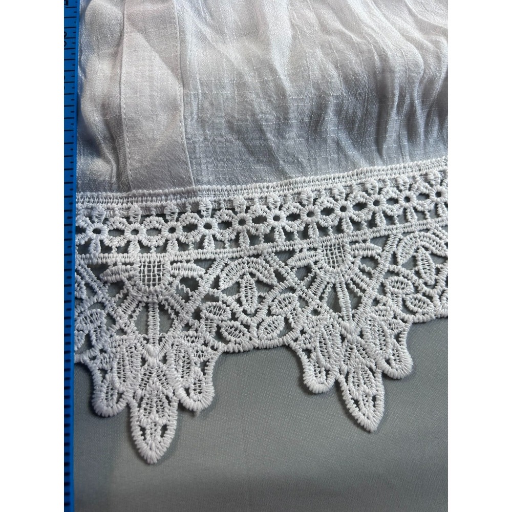 Mlle Gabrielle Womens Dress XL White Boho Cottagecore Lace Hem Button Up - Picture 9 of 11